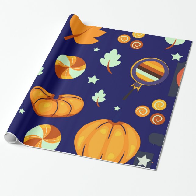 Papel De Regalo Halloween de la calabaza fantasma (Desenrollado)