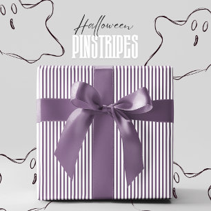 Papel De Regalo Halloween de Pinstripe Morada y Blanca