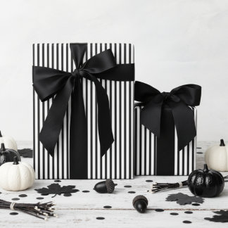 Papel De Regalo Halloween de raya negra y blanca