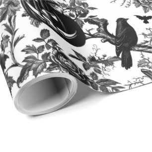 Papel De Regalo Halloween de tela blanca y negra