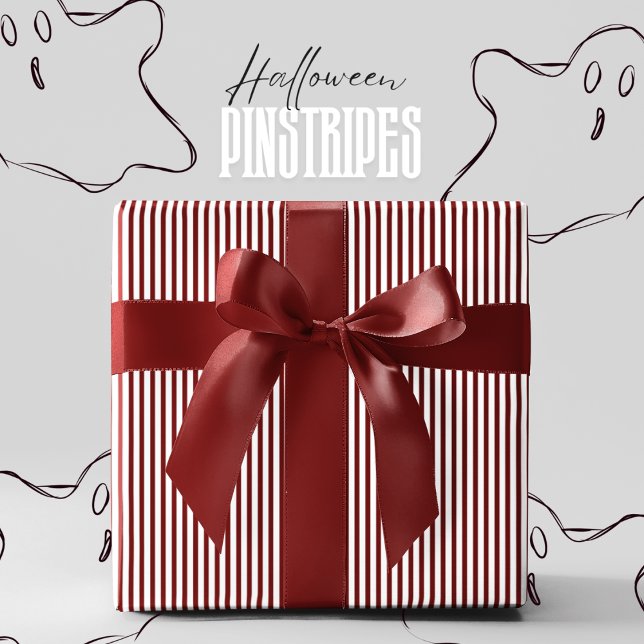 Papel De Regalo Halloween del Vampiro Venom Red and White Pinstrip (Elegant Red and White Pinstripe Gift Wrap for Halloween. Vampire Venom Red and White Stripes Pattern)