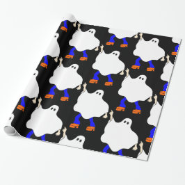 Papel De Regalo Halloween disco de los años 70 fantasma groovy