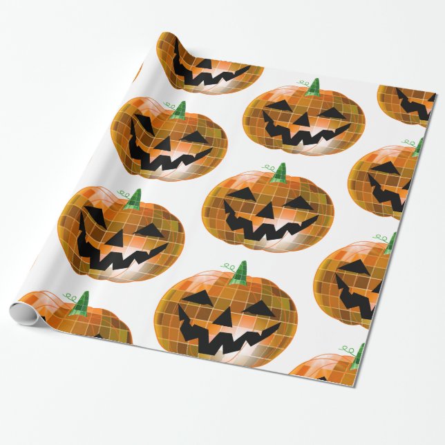 Papel De Regalo halloween disco disco espejo bola calabaza (Desenrollado)