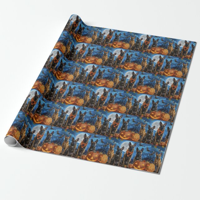 Papel De Regalo Halloween en Malinoi Belga (Desenrollado)