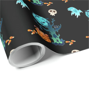 Papel De Regalo Halloween Fantasmas espeluznantes Fantasmas Bats S