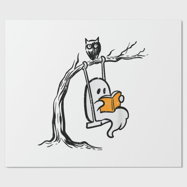 Papel De Regalo Halloween Ghost Swing Reading (Superficie plana)
