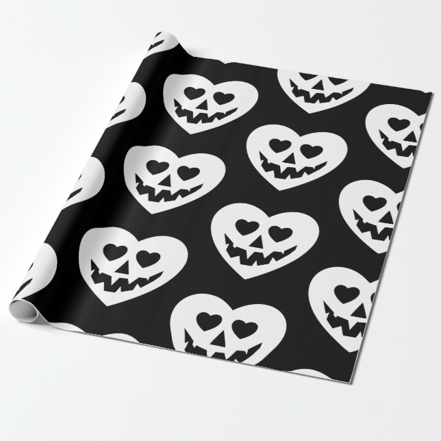Papel De Regalo halloween gothic valentine creepe corazón blanco (Desenrollado)