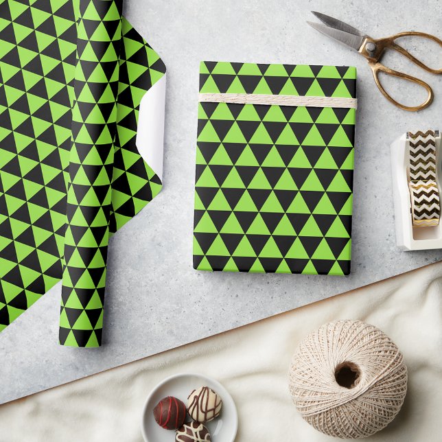 Papel De Regalo Halloween Green Black Pattern Personalizado de cum (Halloween Green Black Pattern Birthday Custom Text Wrapping Paper)