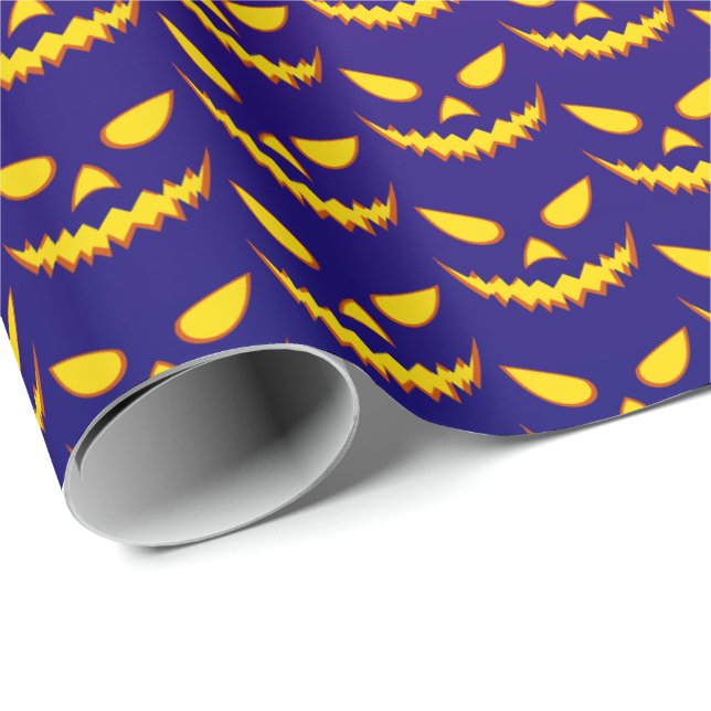 Papel De Regalo Halloween Grinning Face Jack o Lantern Pumpkin (Esquina del rollo)