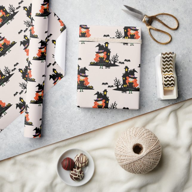 Papel De Regalo Halloween Haunted Witch House Beige (Artesanía)