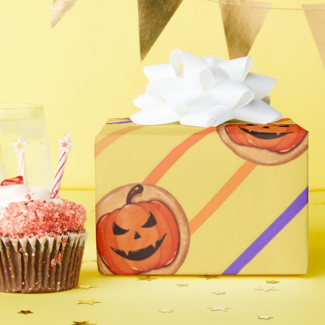 Papel De Regalo Halloween Jack-O-Lantern: Cookie de calabaza amari (Fiesta de cumpleaños )