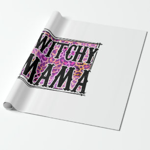 Papel De Regalo Halloween Leopard Witchy Mama cumpleaños