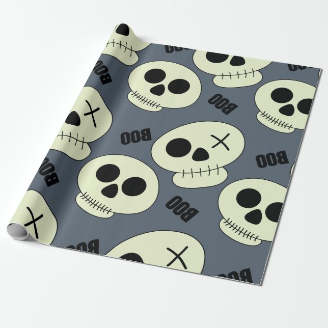 Papel De Regalo Halloween lindo cráneo con novio infalible spa sin (Desenrollado)