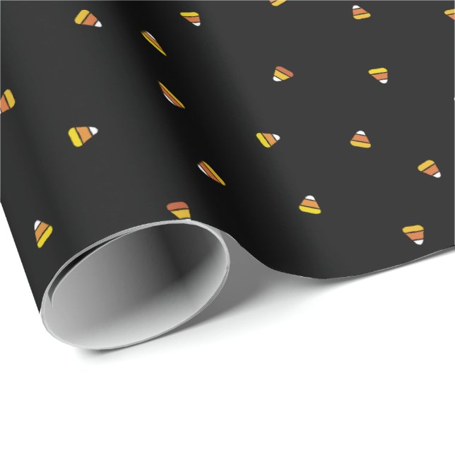 Papel De Regalo Halloween lindo naranja divertido dulce negro de m (Esquina del rollo)