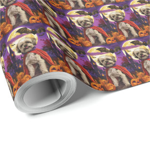 Papel De Regalo Halloween Malti Tzu Vampire Calabazas Espeluznante