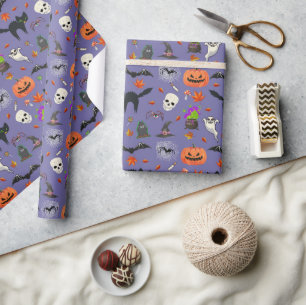 Papel De Regalo Halloween Naranja Black
