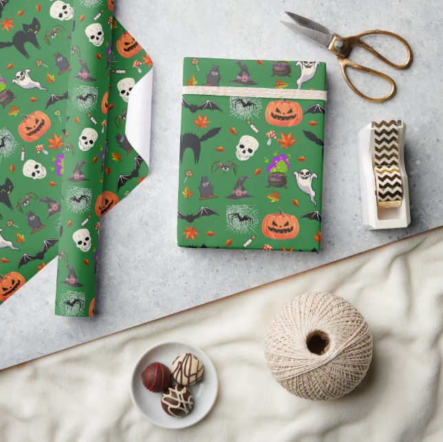 Papel De Regalo Halloween Naranja Black (Artesanía)