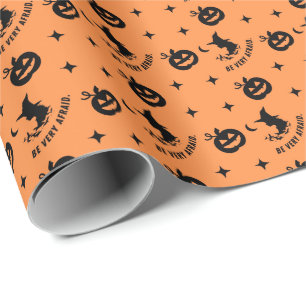 Papel De Regalo Halloween Naranja Black Spookkin Bitch