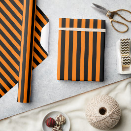 Papel De Regalo Halloween Naranja Black Stripes Pattern Personaliz