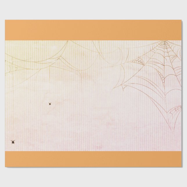 PAPEL DE REGALO HALLOWEEN, NARANJA DE SPIDER WEB (Superficie plana)