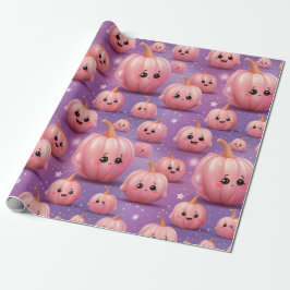 Papel De Regalo Halloween niños con un patrón de calabaza rosa