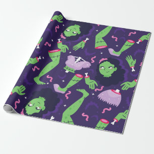 Papel De Regalo halloween no muerto chica zombie gusanos murciélag