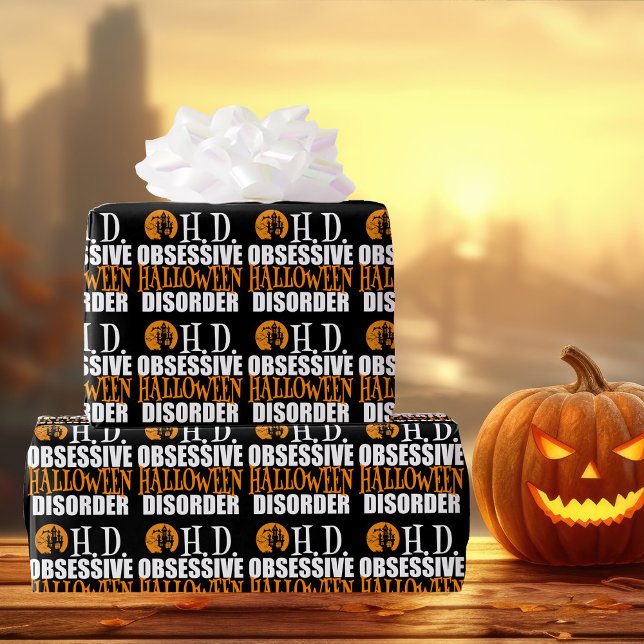 Papel De Regalo Halloween obsesionado con la casa perdida negro (Subido por el creador)