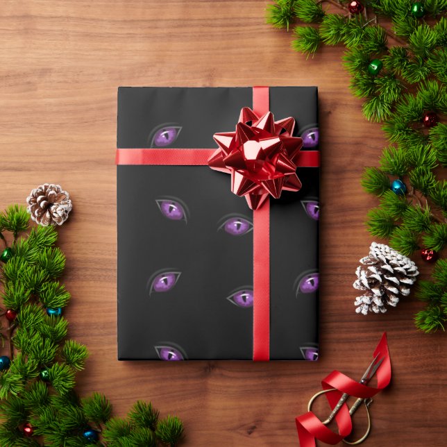 Papel De Regalo Halloween, Ojos Púrpura, Truco O Tratamiento, Boo (Regalo de vacaciones)