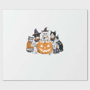 Papel De Regalo halloween para Gato Gatito Lindo Fantasma Esquelet