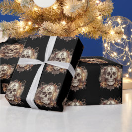 Papel De Regalo Halloween, Patrón de Calavera, Calavera a la luz d