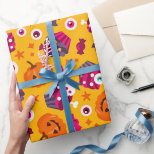 PAPEL DE REGALO HALLOWEEN PUMPKIN Y EYEBALLS