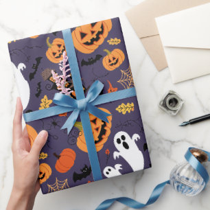 PAPEL DE REGALO HALLOWEEN PUMPKINS FANTASMAS Y BAÑOS