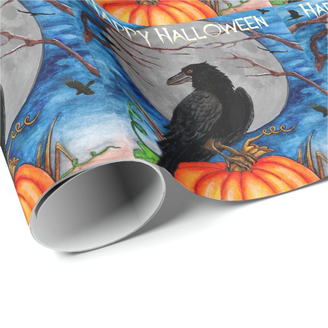 Papel De Regalo Halloween Raven (Esquina del rollo)
