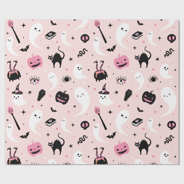 Papel De Regalo Halloween rosa (Superficie plana)