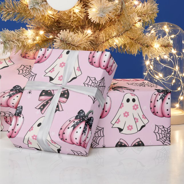Papel De Regalo Halloween rosa - Gótico Pastel lindo y fantasmal (Vacaciones)