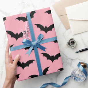 Papel De Regalo Halloween rosa y negro