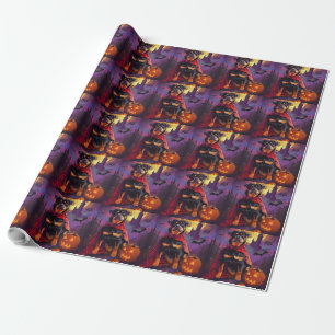 Papel De Regalo Halloween Rottweiler Vampis Pumpkins Scary