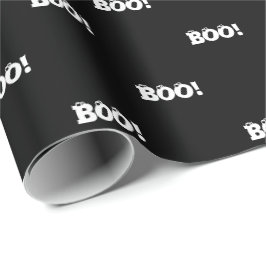 Papel De Regalo Halloween Scary Boo! eyeballs blanco negro patrón