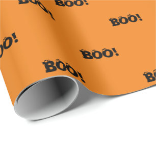 Papel De Regalo Halloween Scary Boo! eyeballs patrón naranja negro
