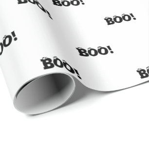 Papel De Regalo ¡Halloween Scary Boo! patrón blanco negro de las