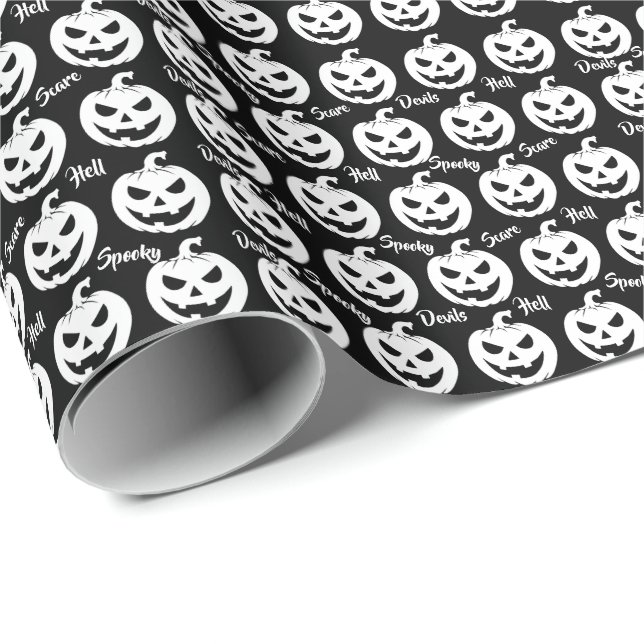 Papel De Regalo Halloween Scary Face Jack-O-Lantern Personalizado (Esquina del rollo)