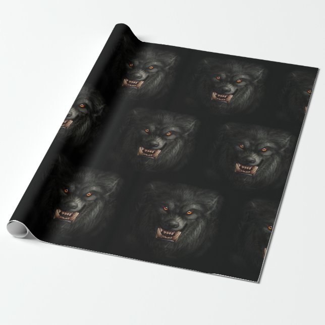 Papel De Regalo Halloween Scary Werewolf (Desenrollado)