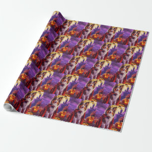 Papel De Regalo Halloween Shetland Sheepdog Vampire Calabazas Espe