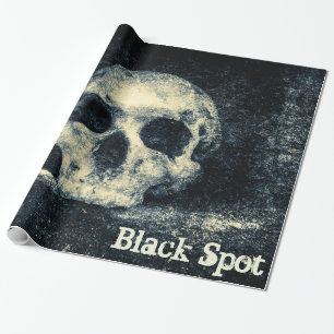 Papel De Regalo Halloween Skull Black Spot