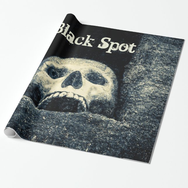 Papel De Regalo Halloween Skull Black Spot (Desenrollado)