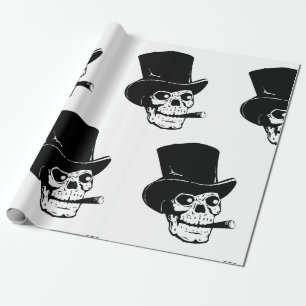 PAPEL DE REGALO HALLOWEEN SKULL CON GORRA