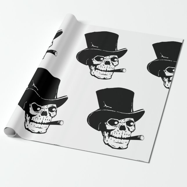 PAPEL DE REGALO HALLOWEEN SKULL CON GORRA (Desenrollado)