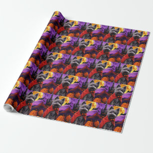 Papel De Regalo Halloween Skye Terrier Vampiro Calabazas Espeluzna
