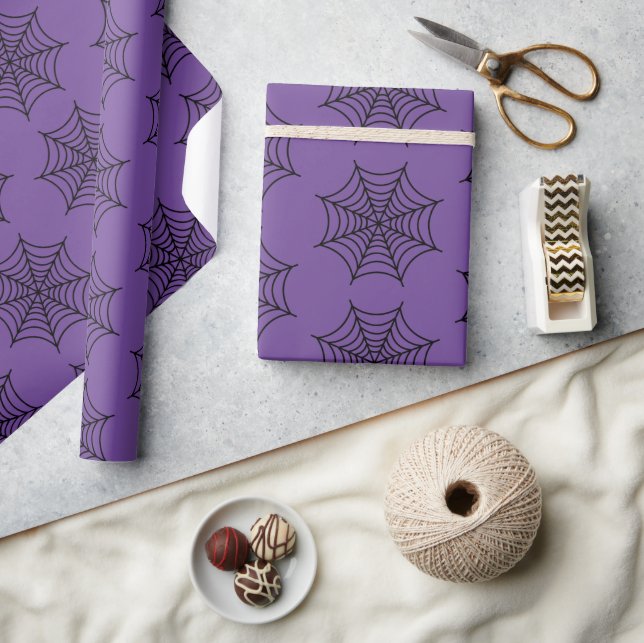 Papel De Regalo Halloween Spider Web Black Purple Gótico espeluzna (Artesanía)