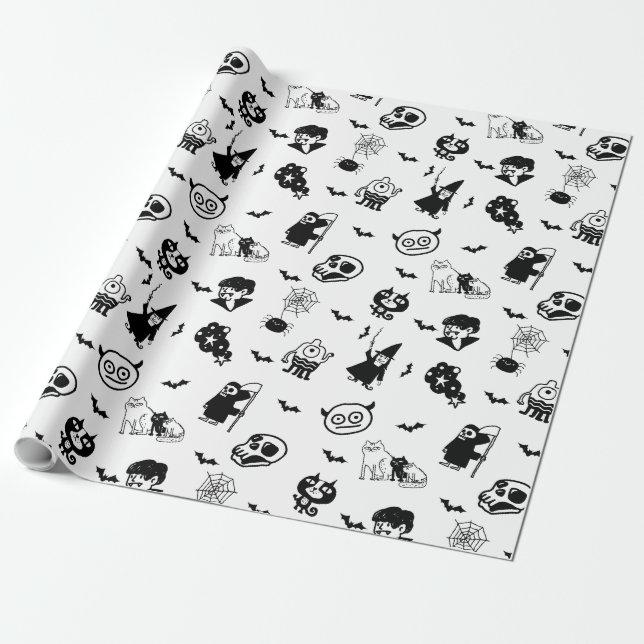 Papel De Regalo Halloween Spookan Cute Pattern Horror de vacacione (Desenrollado)